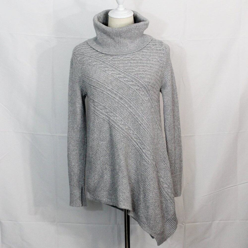 Simply Vera Wang Gray Asymmetrical Cowl Neck Sweater Size S